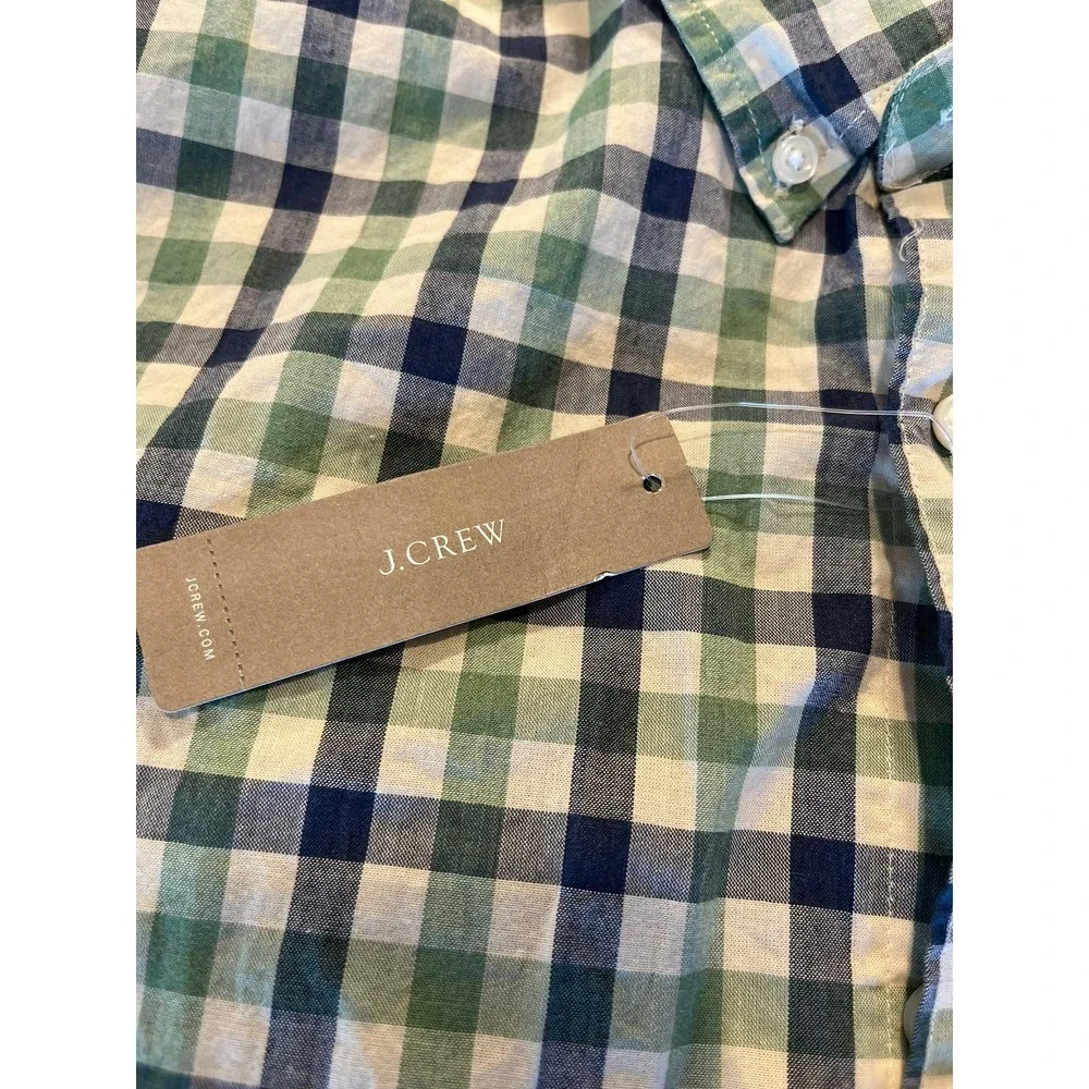 J Crew Slim Fit Organic Cotton Stretch Gingham Button Down Shirt‎ Mens Medium
